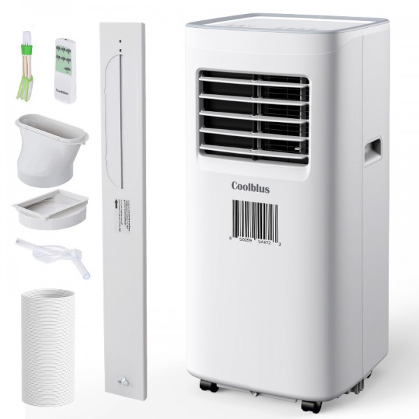 Coolblus 8500 BTU Portable Air Conditioners Cool Up to 360 Sq.Ft,3 IN 1 portable ac unit with Remote Control/LED Display/24Hrs Timer/Window Installation Kit & Screwdriver,White, 
